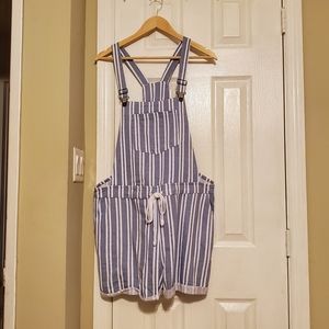 WallFlower Striped Short Overalls Size XLarge